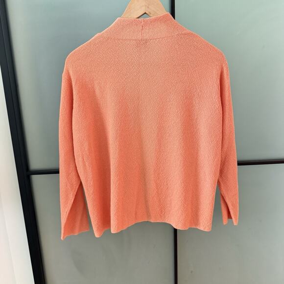 Eileen Fisher Cardigan Women’s Size Large 100% Wool Open Front Orange Peach - Picture 6 of 11